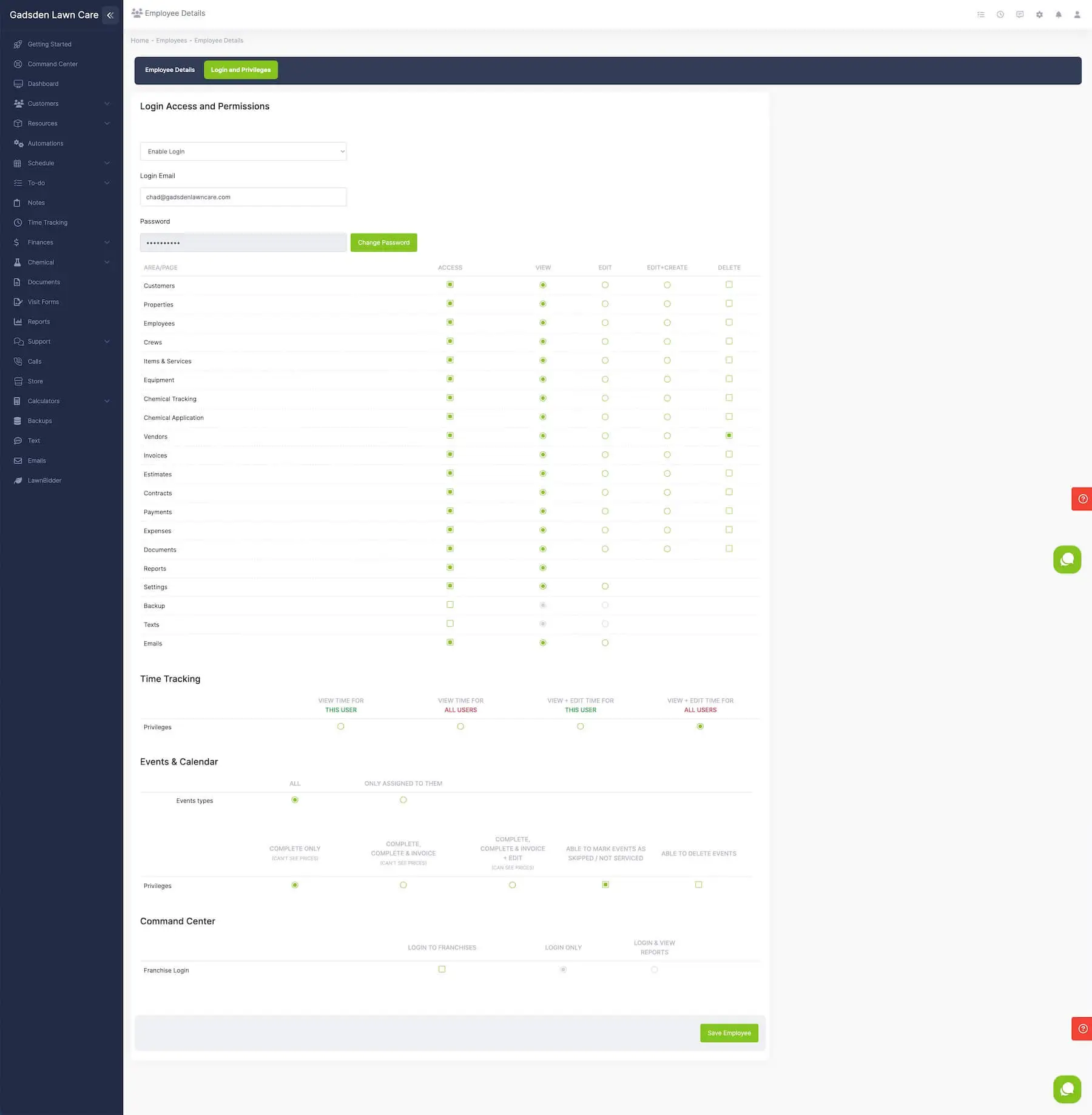 lawn care software with multi-user logins