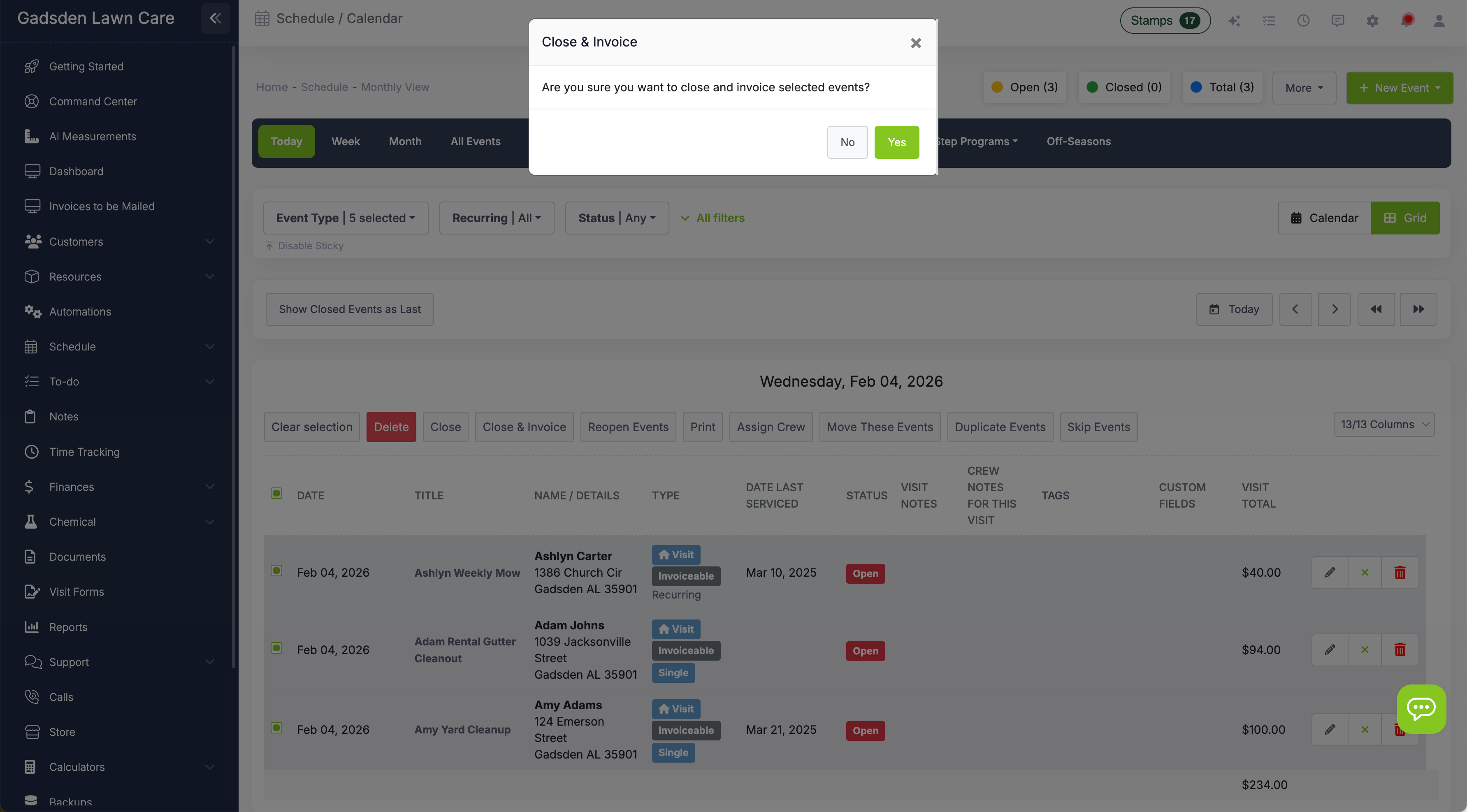 Invoice from Schedule