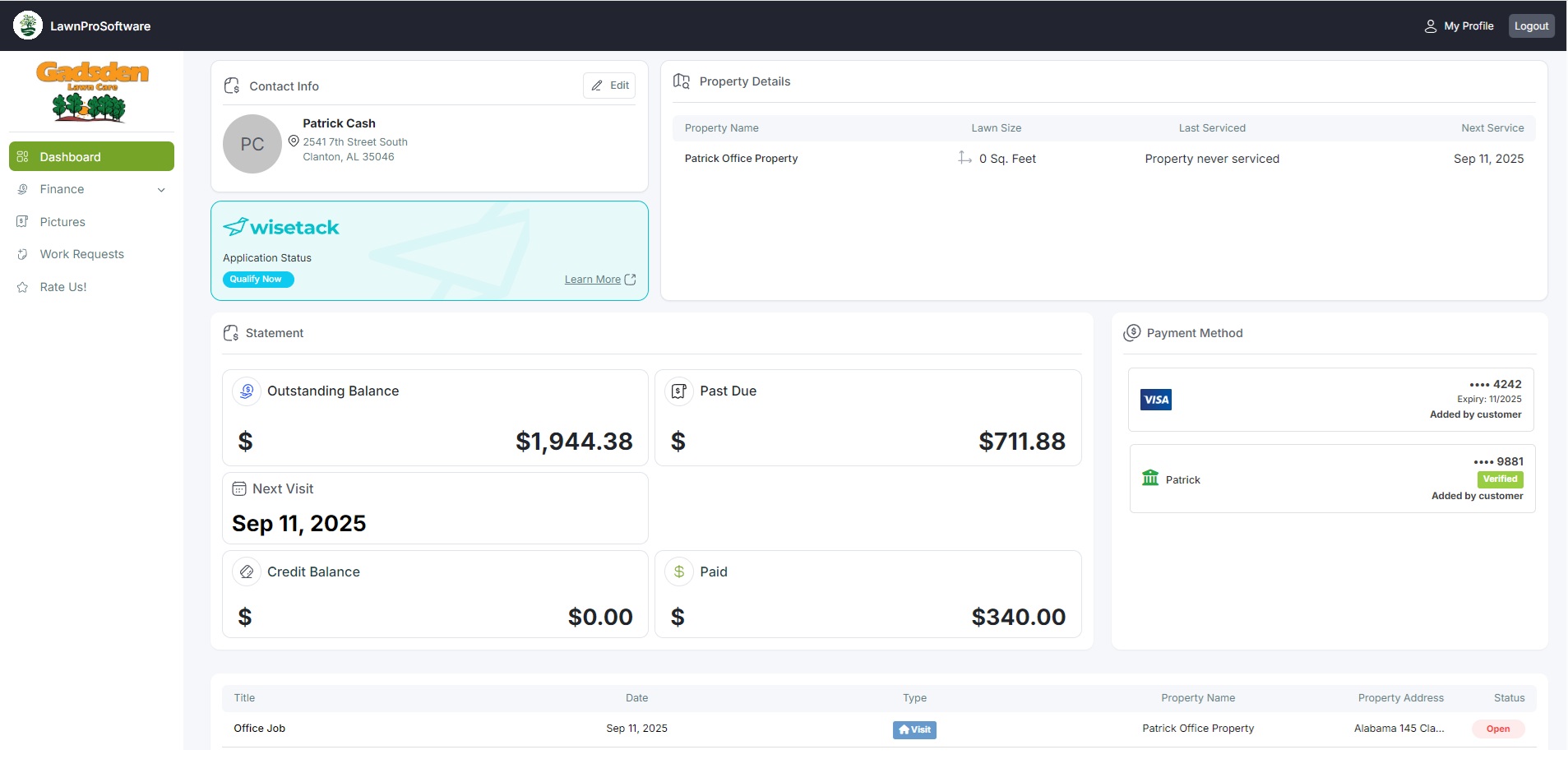 Client Portal dashboard
