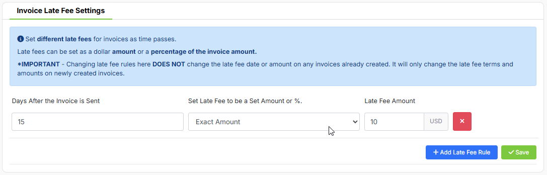 Late fee rules for invoices