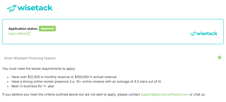 Customer financing for field service