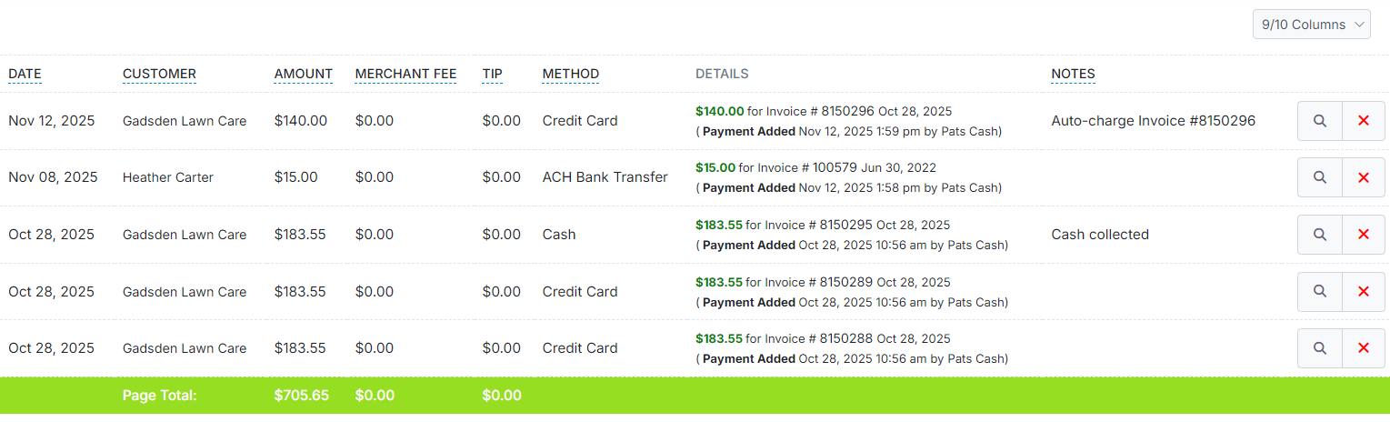 Payment history and reports